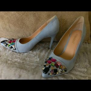 Shoe Dazzle Lt. Blue Suede 4 inch Pump Multi